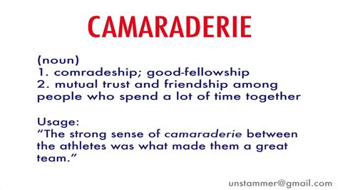 camaraderie pronunciation|camaraderieship meaning.